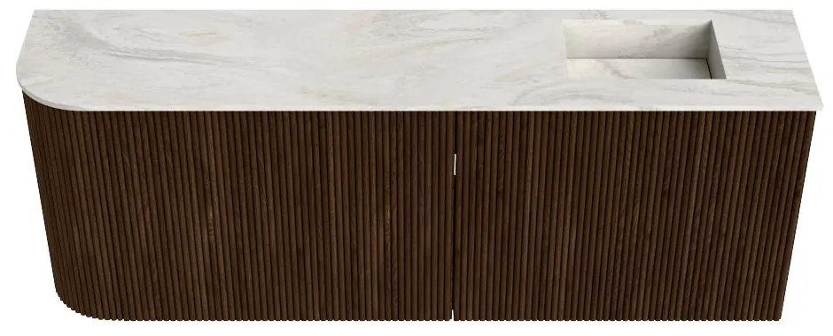 Mondiaz Joya DLux 110cm toiletmeubel ronding links walnut met wastafel faye rechts 1 kraangat ostra