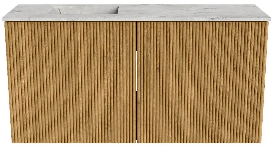 Mondiaz Joya DLux 80cm toiletmeubel oak met wastafel faye links zonder kraangat glace