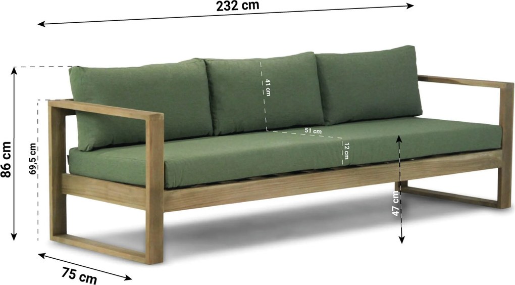 Stoel en Bank Loungeset 5 personen Teak Old teak greywash Garden Collections Newbury