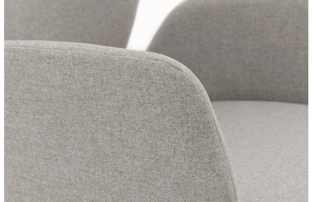 Goossens Eetkamerstoel Hera grijs stof met armleuning, modern design