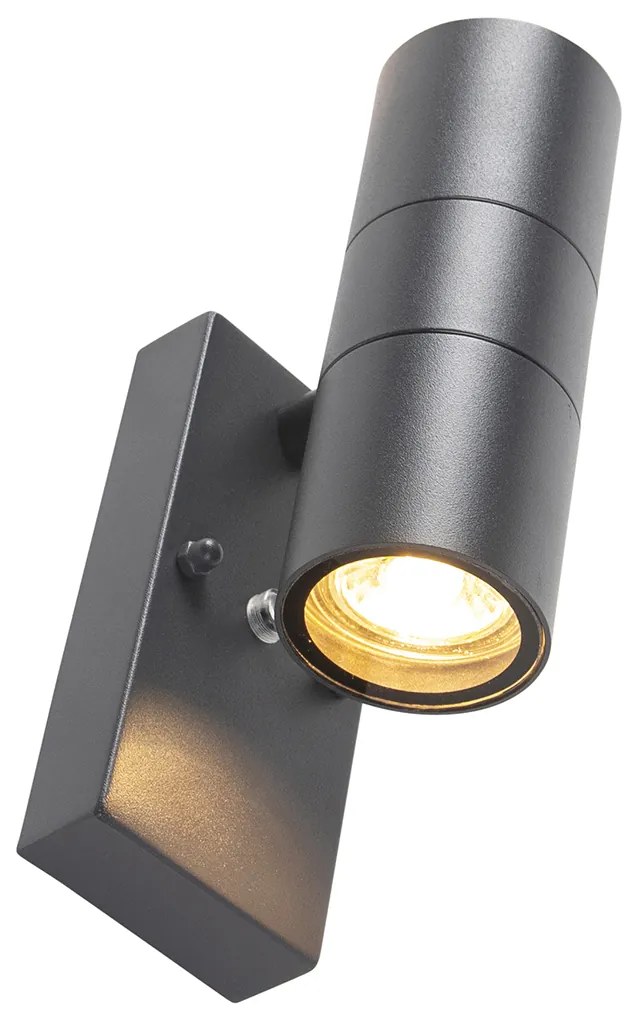 Set van 2 buiten wandlamp donkergrijs 2-lichts schemersensor - Duo