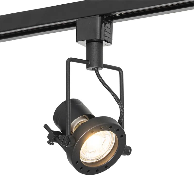 Modern railsysteem met 5 Spot / Opbouwspot / Plafondspots zwart 1-fase - Iconic Suplux Industriele / Industrie / Industrial, Modern GU10 Binnenverlichting Lamp