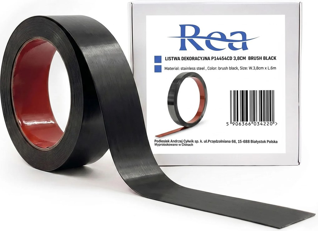 Zelfklevende decoratieve sierlijst Rea P14454CD 3,8cm Brush Black