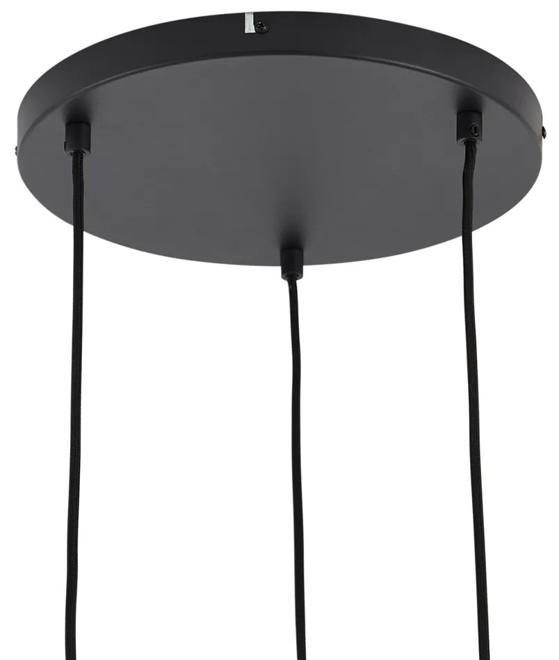 Design hanglamp zwart met regenboog glas rond 3-lichts - Mallon