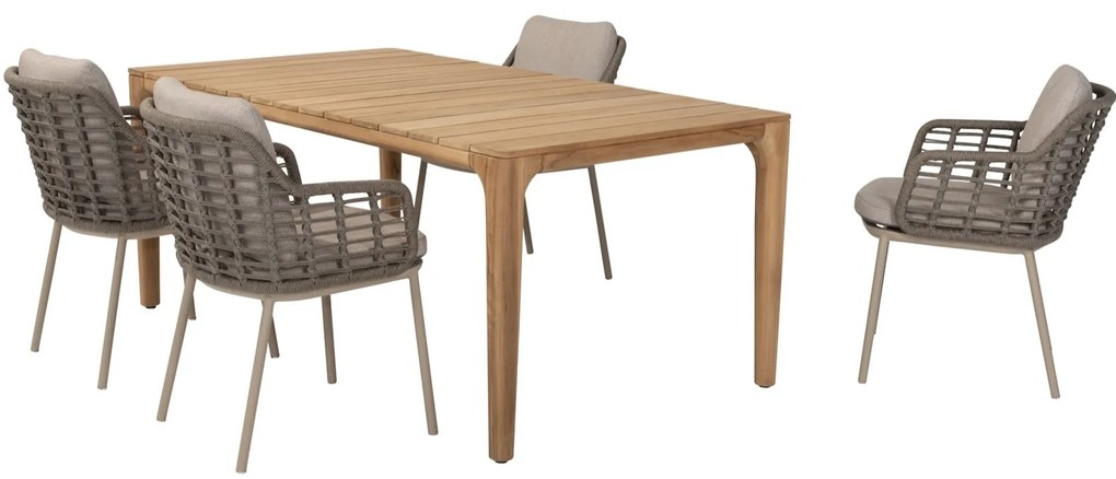 Puglia Liam dining tuinset 180x100xH75 cm 5 delig teak Taste 4SO