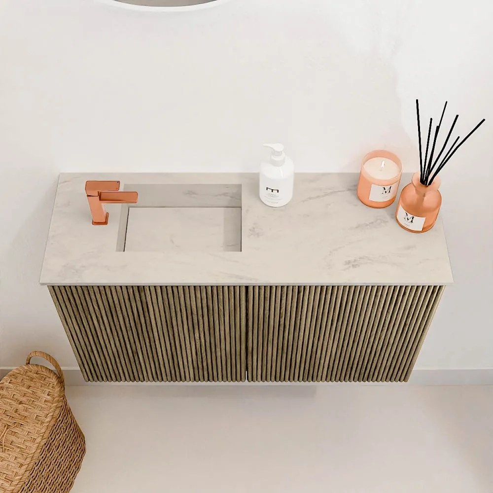 Mondiaz Joya DLux 70cm toiletmeubel dusk met wastafel faye links 1 kraangat opalo