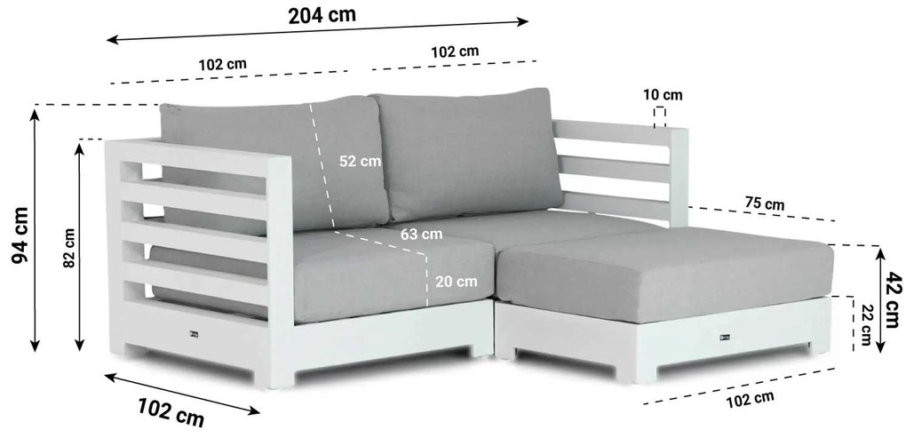 Chaise Loungeset 2 personen Aluminium Wit Santika Furniture Santika Phantom