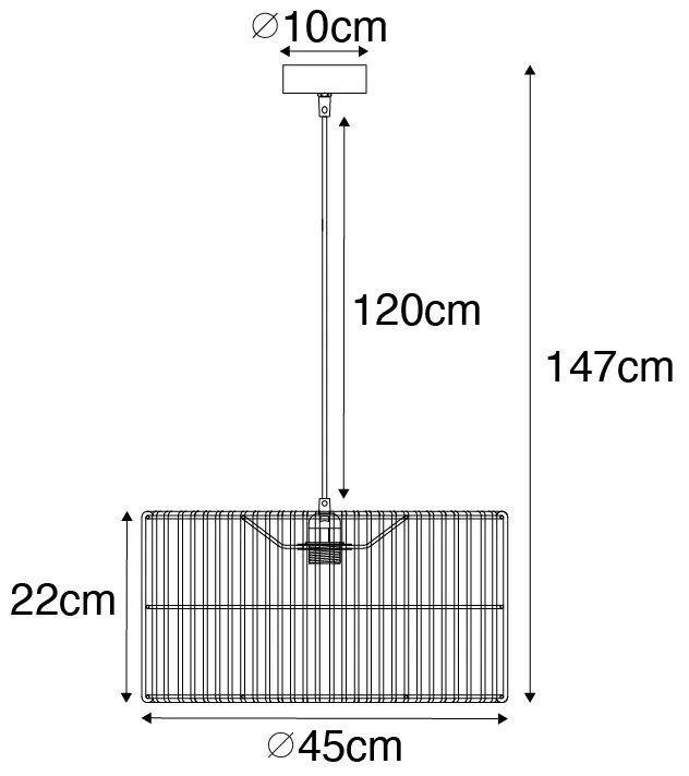 Oosterse hanglamp zwart met rotan kap - MaudOosters E27 rond Binnenverlichting Lamp
