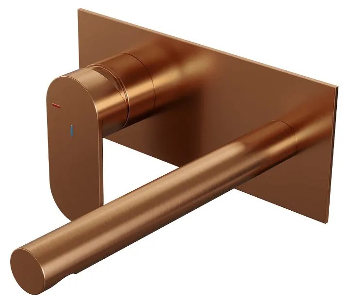 Brauer Copper Edition ColdStart wastafelkraan inbouw rechte uitloop met achterplaat model C2 koper geborsteld PVD