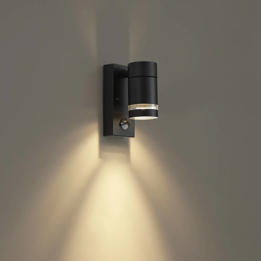 Moderne buiten wandlamp zwart IP44 met bewegingssensor - Ensam