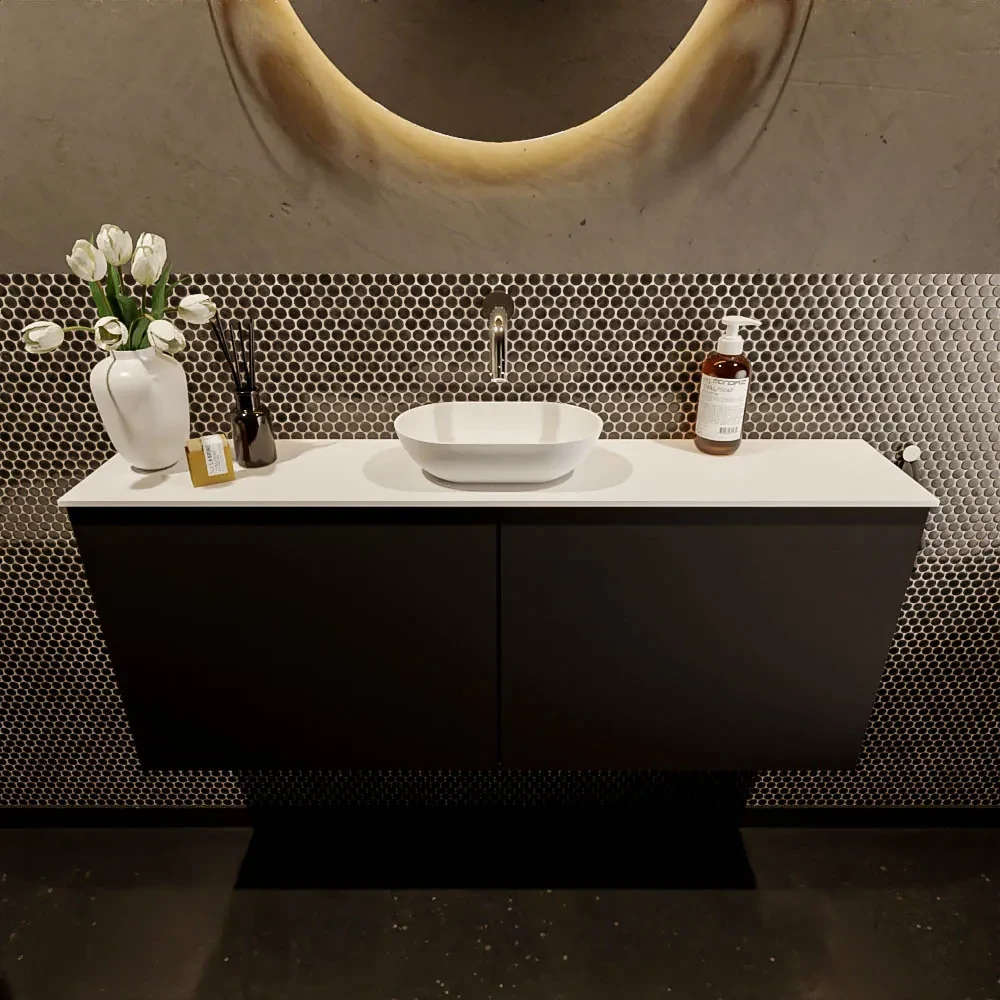 Mondiaz Fowy toiletmeubel 120cm urban met witte waskom midden zonder kraangat