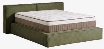 Bed Met Opklapbare Gestoffeerde Boxspring Lunari Stof Leger Groen & 160 X 200 Cm & 160 X 200 - Benoite - Sklum
