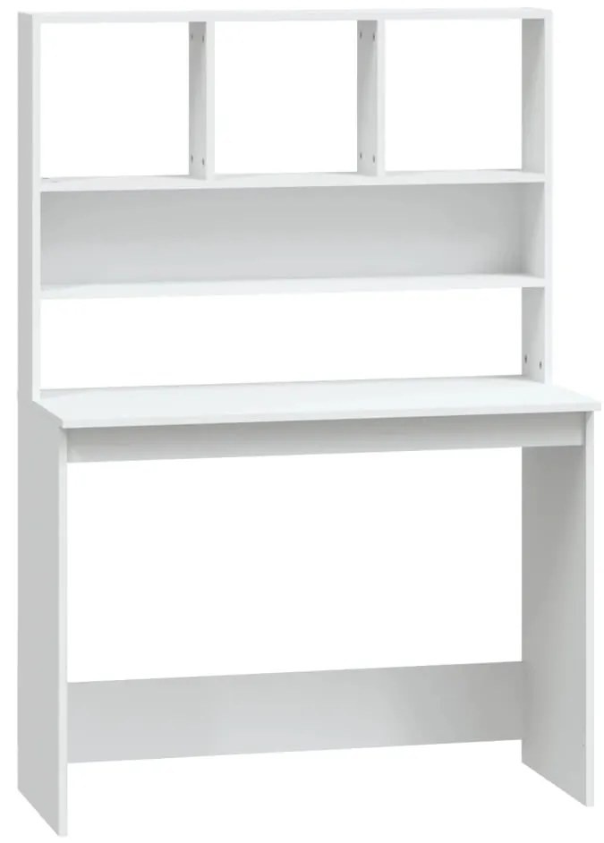 vidaXL Bureau met schappen 102x45x148 cm bewerkt hout wit