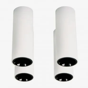 Pack Van 4 Ronde Led-opbouwplafondlampen Ø5,7 Cm Voor Buiten In Aluminium Luisiana Wit – Zwart & 6 W & 23º & Wit Koud 4000k - Sklum