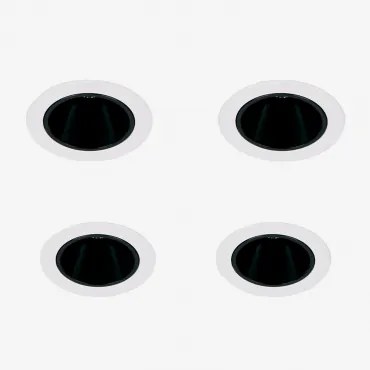 Pack Van 4 Inbouw Led-downlights Met Ronde Frames Ø8 Cm In Aluminium Luisiana Warm Wit 2700k & Wit – Zwart & 8 W & 38º - Sklum
