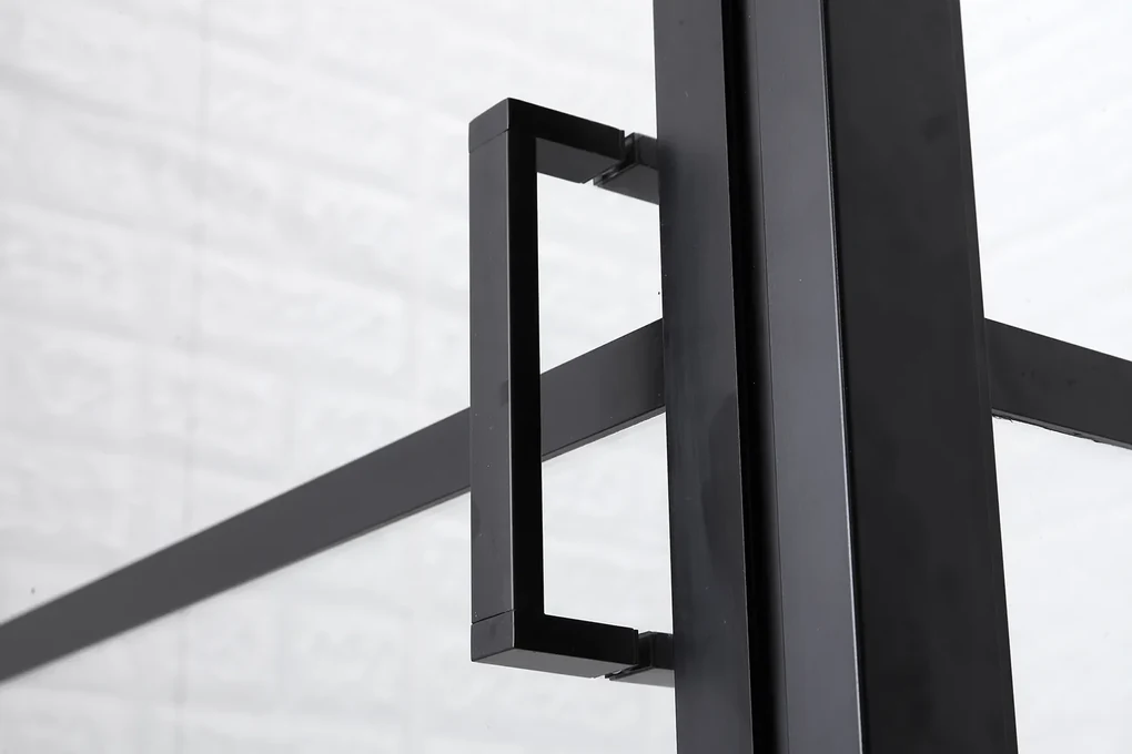 Saniclear Nero douchedeur 100x200 8mm NANO met zwarte profielen
