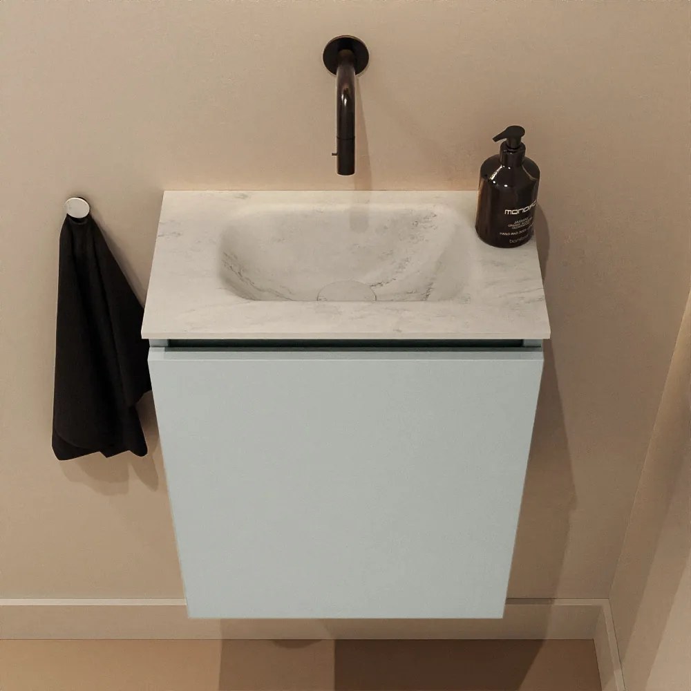 Mondiaz Ture DLux toiletmeubel 40cm greey met wastafel opalo midden zonder kraangat