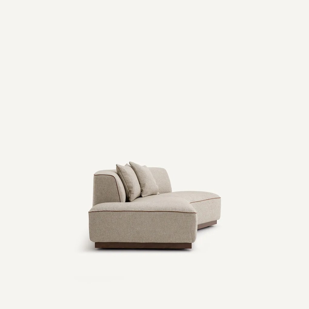 Rechte halve bank in viscose met structuur en linnen, JACOPO