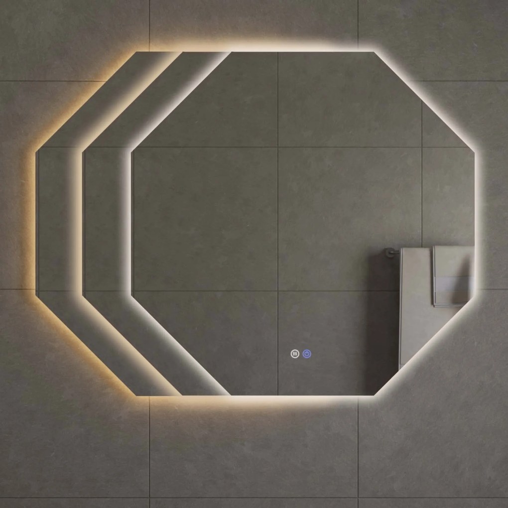 Best Design Honey achthoekige LED spiegel met spiegelverwarming 60x60cm