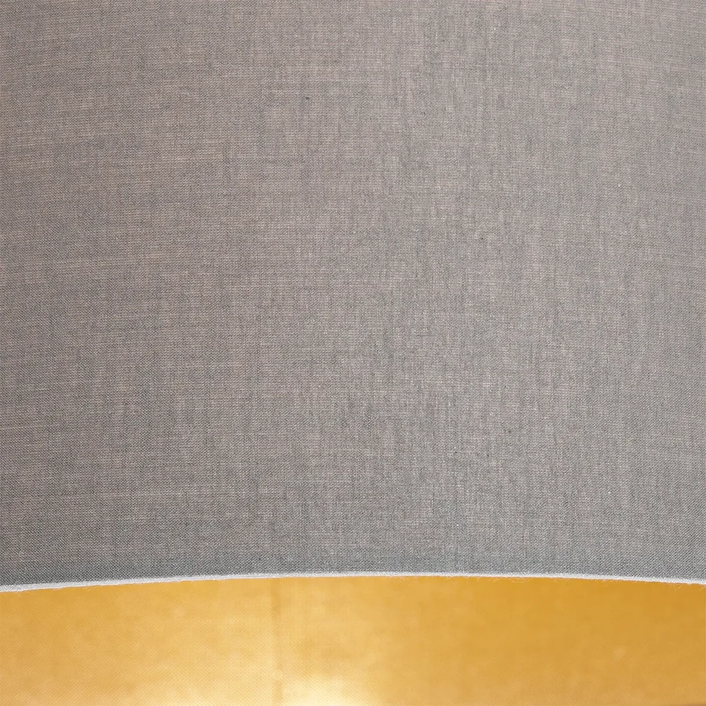 Stoffen Plafondlamp taupe met gouden binnenkant 6-lichts - Multidrum Modern E27 rond Binnenverlichting Lamp