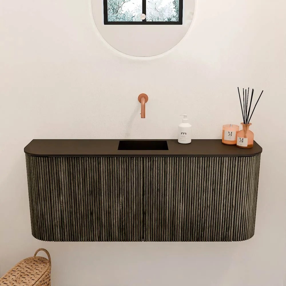 Mondiaz Joya 105cm toiletmeubel ronding links/rechts shadow met wastafel faye midden zonder kraangat urban