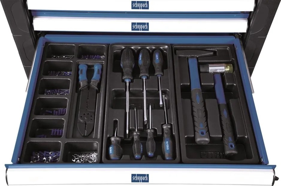 Scheppach TW1000 Gereedschapswagen gevuld 263 delig