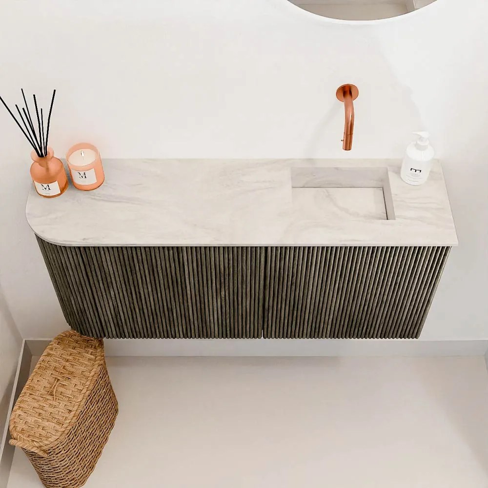 Mondiaz Joya DLux 90cm toiletmeubel ronding links shadow met wastafel faye rechts zonder kraangat ostra