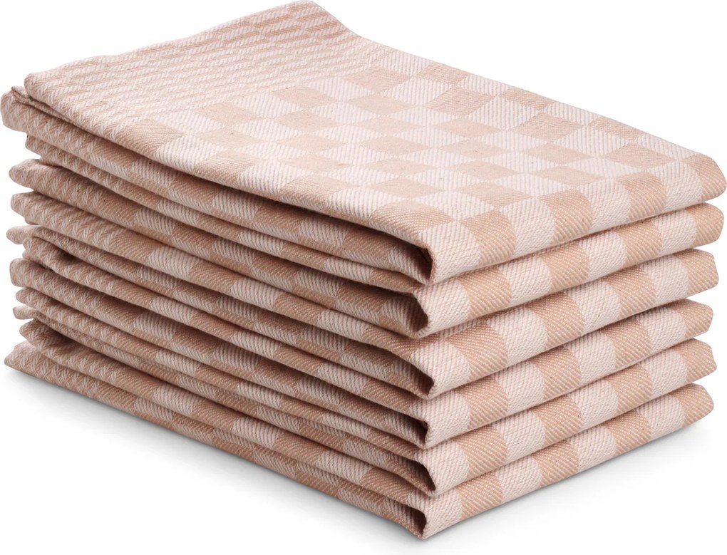 Theedoek ruit – 6 stuks – 50×70 – zand