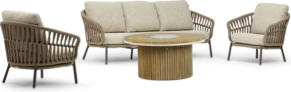 Stoel en Bank Loungeset 5 personen Rope Zand/Beige  Coco Elara/Fire