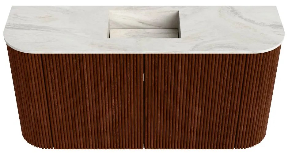 Mondiaz Joya DLux 85cm toiletmeubel ronding links/rechts ruby met wastafel faye midden 1 kraangat ostra