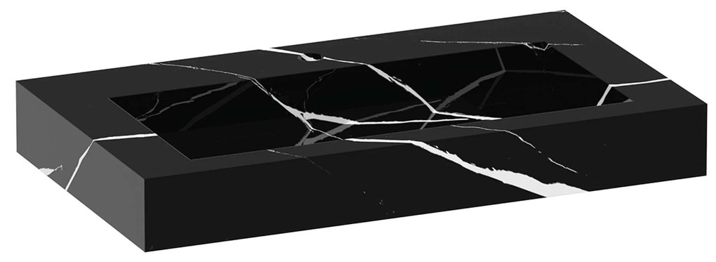 Sanituba Nature badmeubel 80cm mat wit  met wastafel Artificial Marble Nero Marquina 1 kraangat