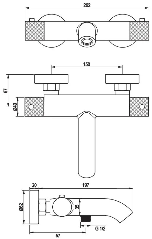 Brauer Gunmetal Carving thermostatische badkraan met glijstang en 3 standen handdouche gunmetal geborsteld PVD