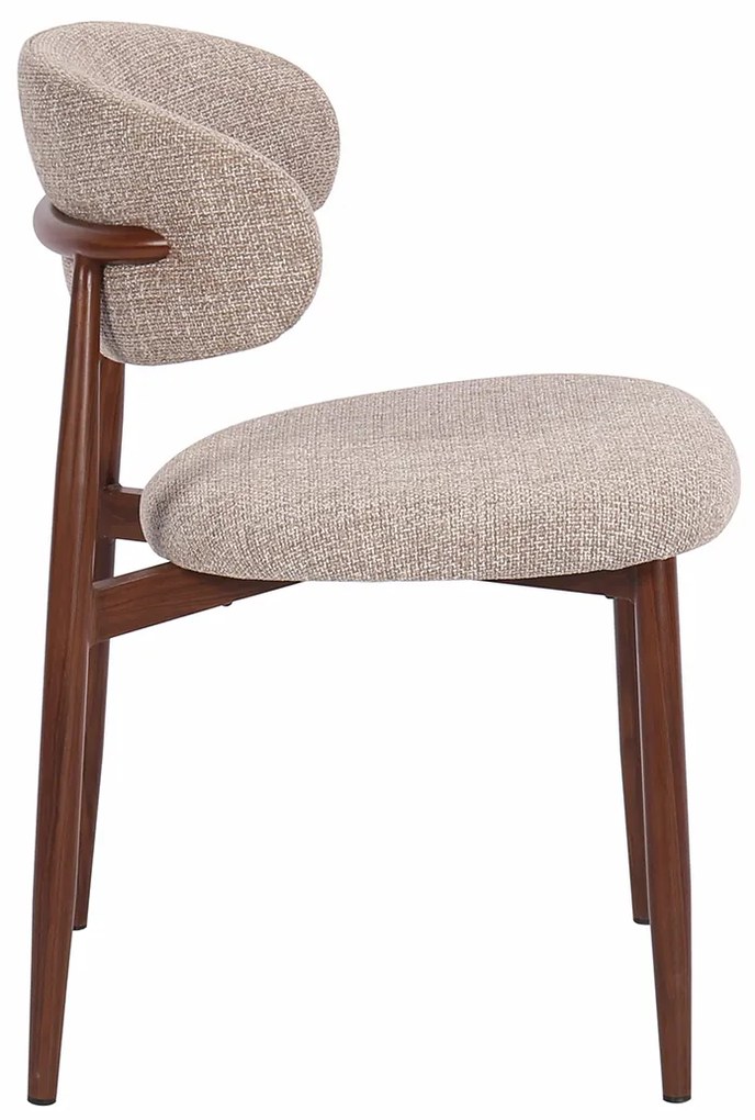 Eetkamerstoel Walnoot Met Beige Stof