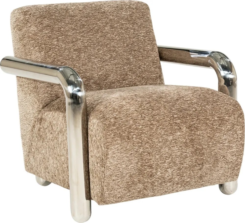 Fauteuil Chromen Armen Taupe