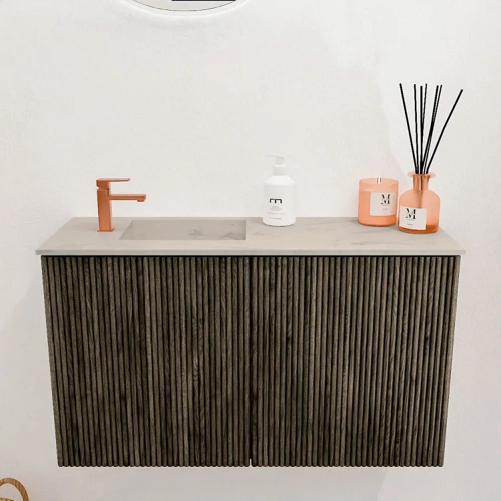 Mondiaz Joya DLux 70cm toiletmeubel shadow met wastafel faye links 1 kraangat opalo