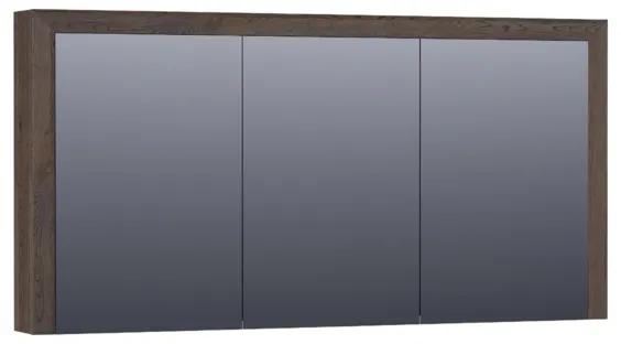 Saniclass spiegelkast 140x70x15cm 3 draaideuren Black Oak Massief Eiken Doorlopende Lamel geborsteld 70513BOG