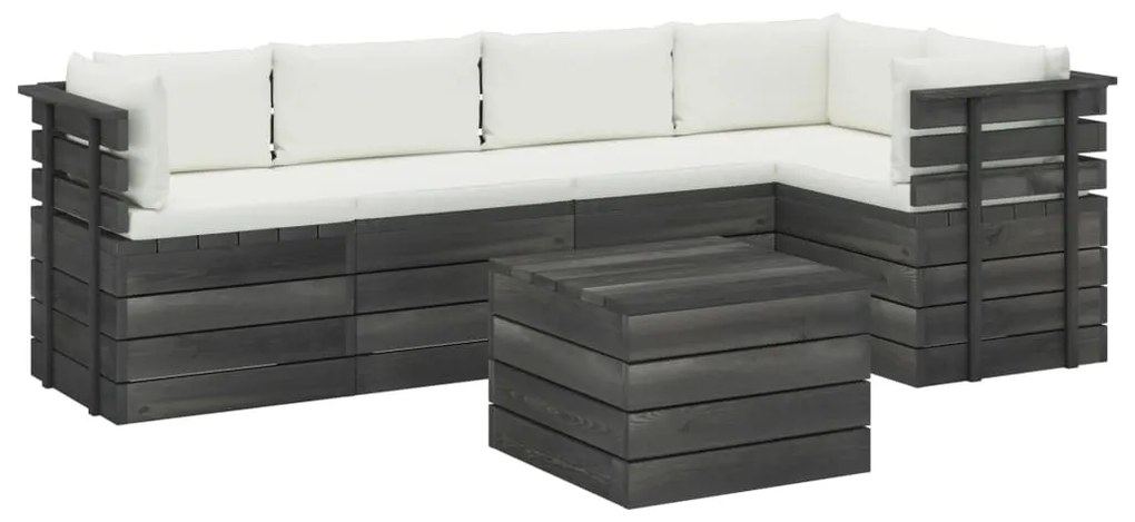 vidaXL 6-delige Loungeset met kussens pallet massief grenenhout