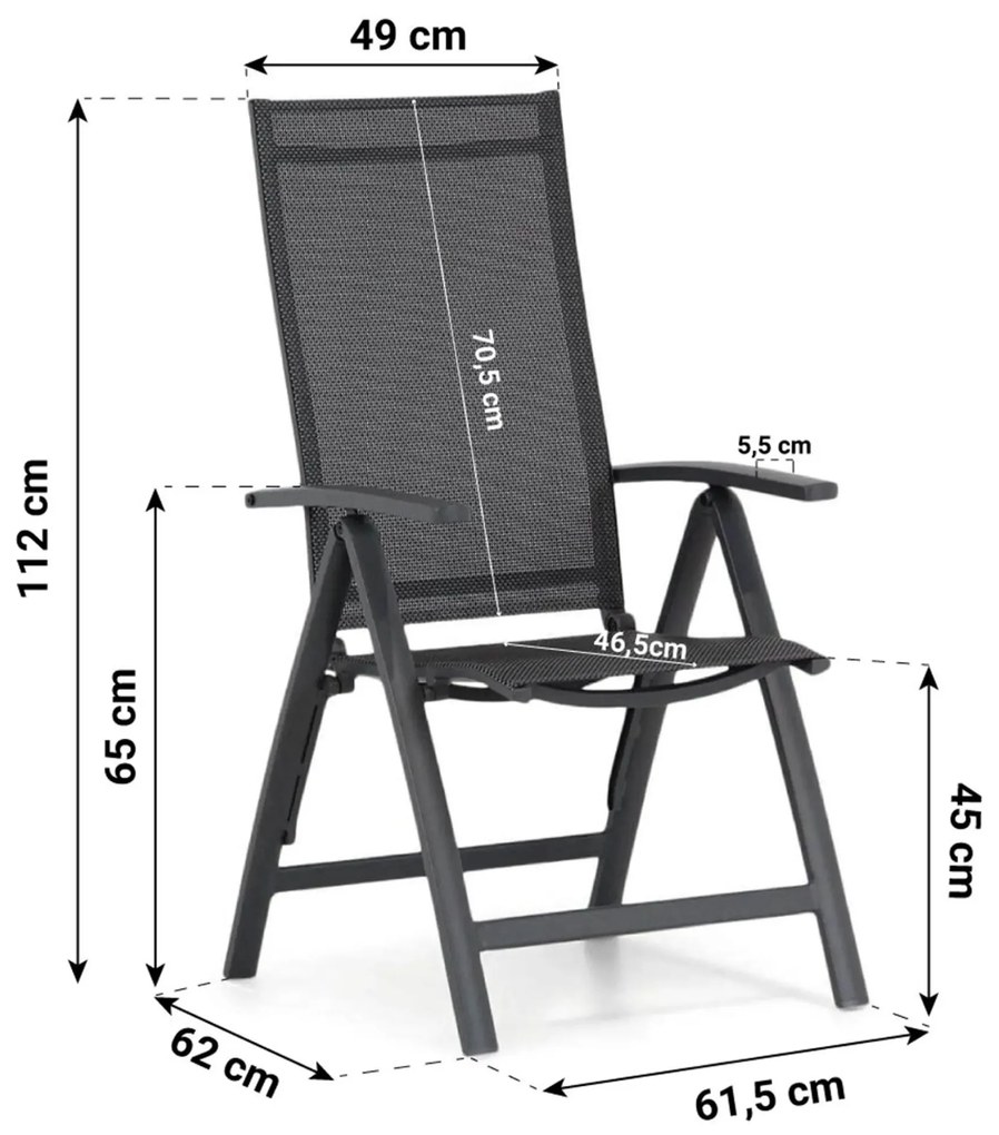 Tuinset 4 personen 185 cm Aluminium Grijs Presto Donato/Crossley