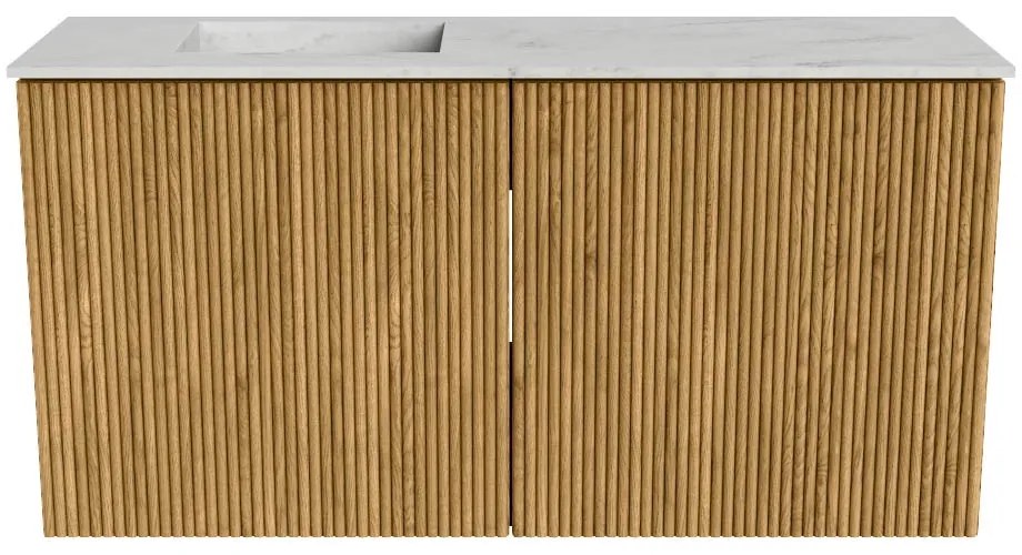 Mondiaz Joya DLux 80cm toiletmeubel oak met wastafel faye links 1 kraangat opalo