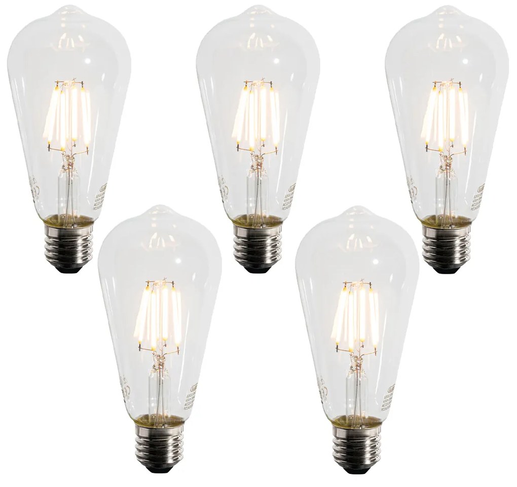 Set van 5 E27 LED lamp met schemerschakelaar / dag-nacht sensor A60 lux sensor 4W 400 lm 2200K