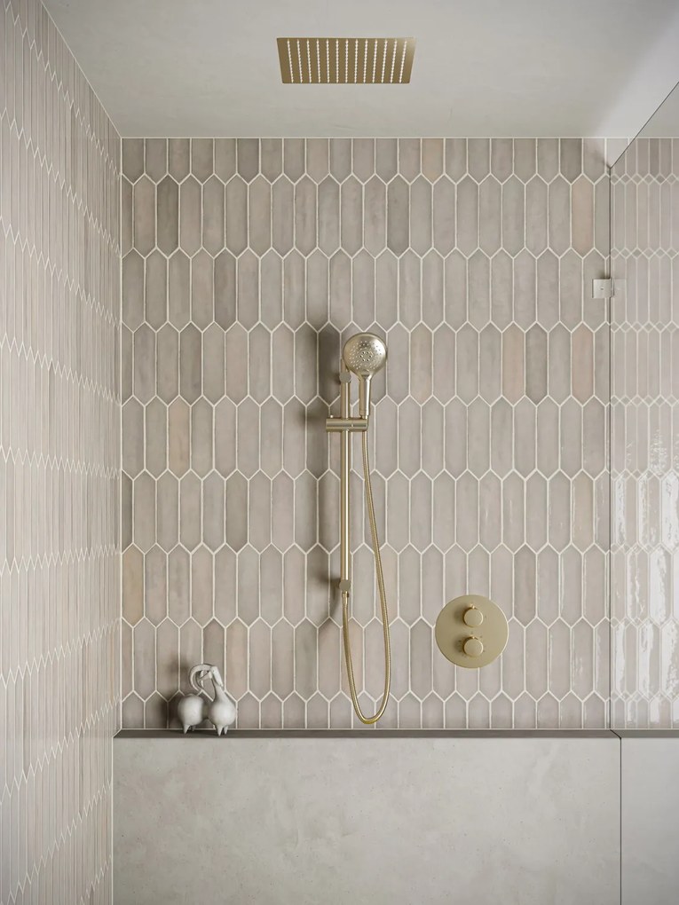 Saniclear Cube inbouw regendouche rond met inbouw douchekop 30x30cm, glijstang en 2 standen handdouche geborsteld messing - mat goud