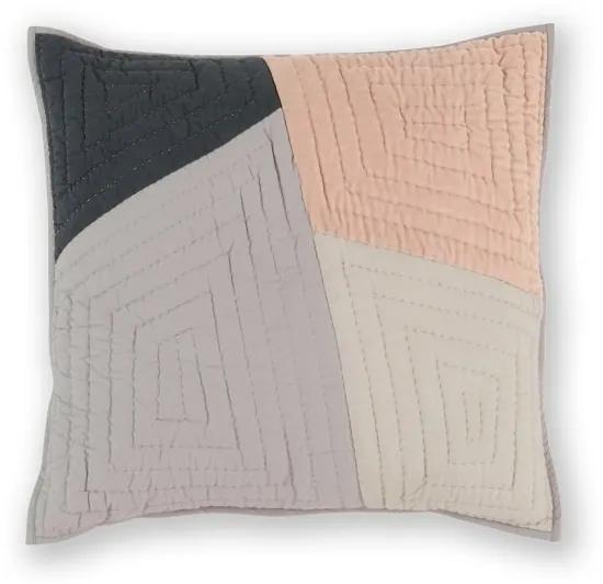 Bloco patchwork kussen, 60 x 60 cm, roze en grijs