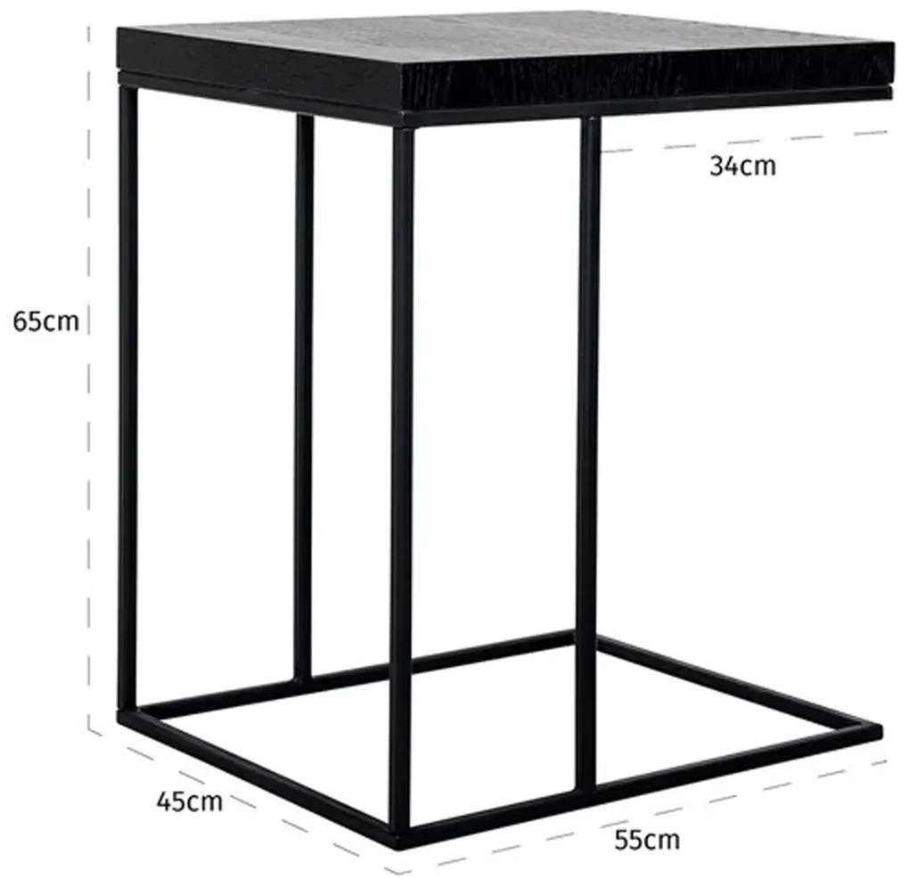 Richmond Interiors Oakura Zwarte Laptoptafel Eiken Hout - 55 X 45cm.