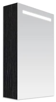 Saniclass Double Face spiegelkast 60x70x15cm linksdraaiend 1 deur met LED verlichting Black Wood 7063L