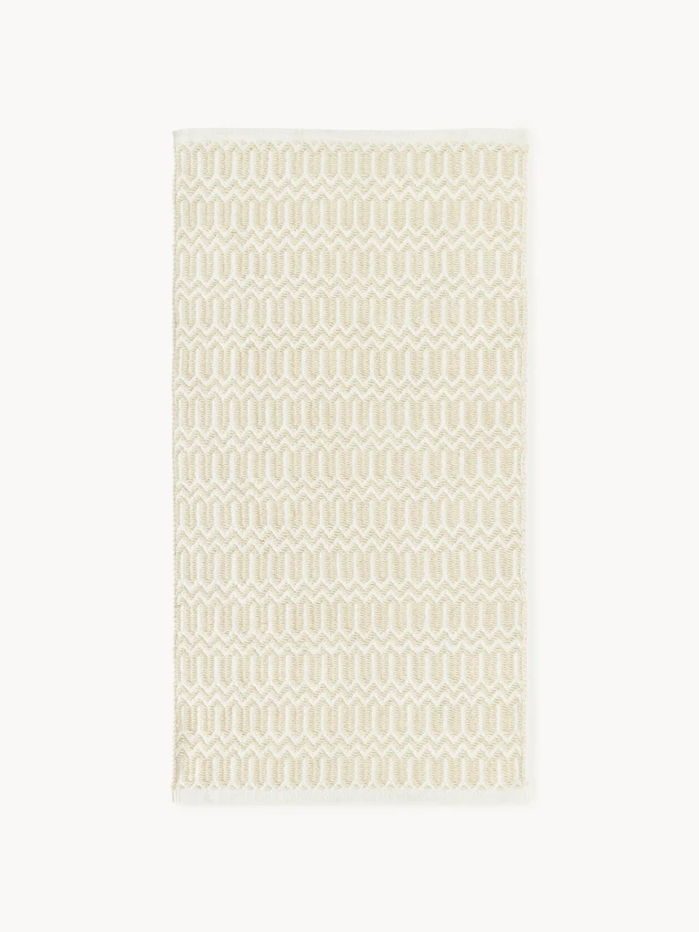 Handgeweven outdoor vloerkleed Rune met geometrisch patroon