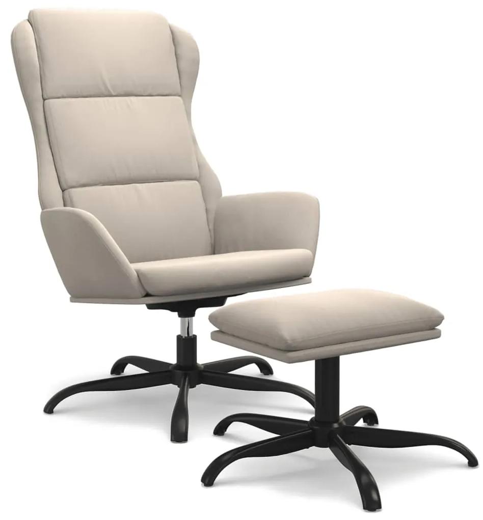 vidaXL Relaxstoel met voetenbank microvezelstof crèmekleurig