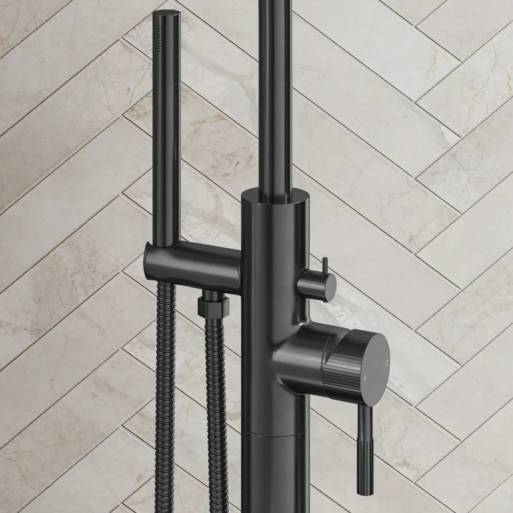Saniclear Iron Stripes vrijstaande badkraan verouderd ijzer - gunmetal