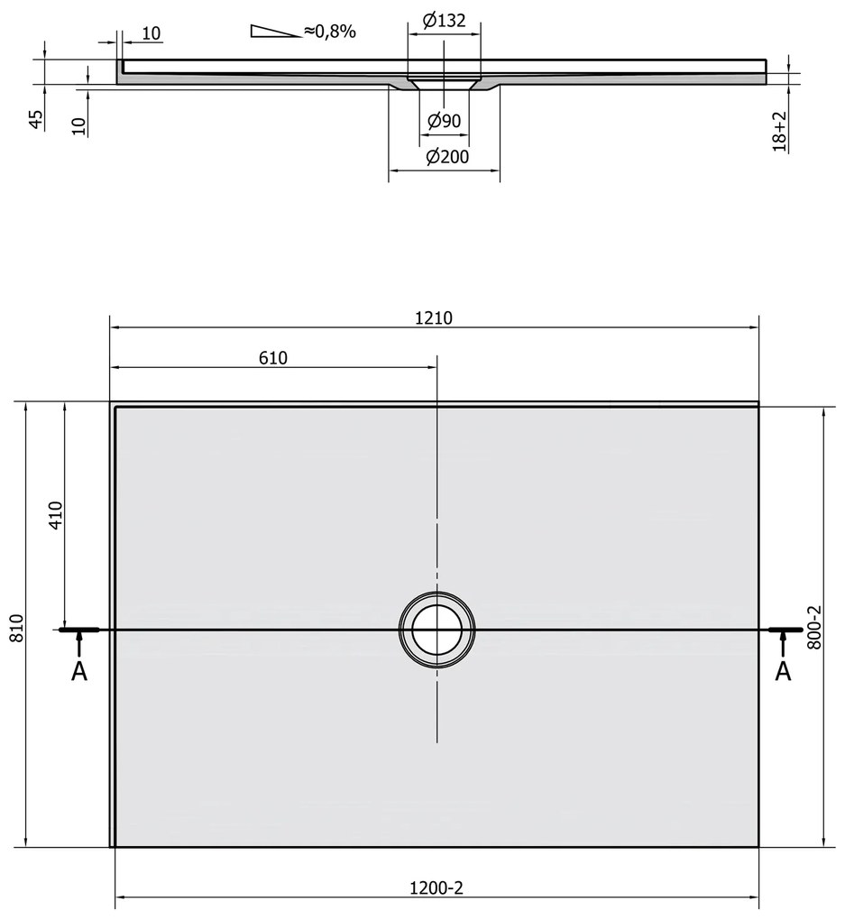 Polysan Mirai rechthoekige douchebak 2 randen links 120x80cm wit