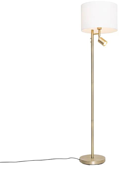 Vloerlamp brons met kap wit en leeslamp - Jelena Modern E27 rond Binnenverlichting Lamp