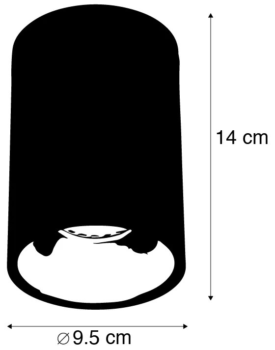 Set van 6 moderne spots zwart met goud GU10 50mm - Deep